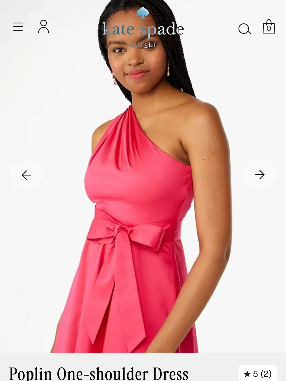 kate spade Poplin One Shoulder Dress Lined Zip Knee Length Size 6 - Picture 12 of 12
